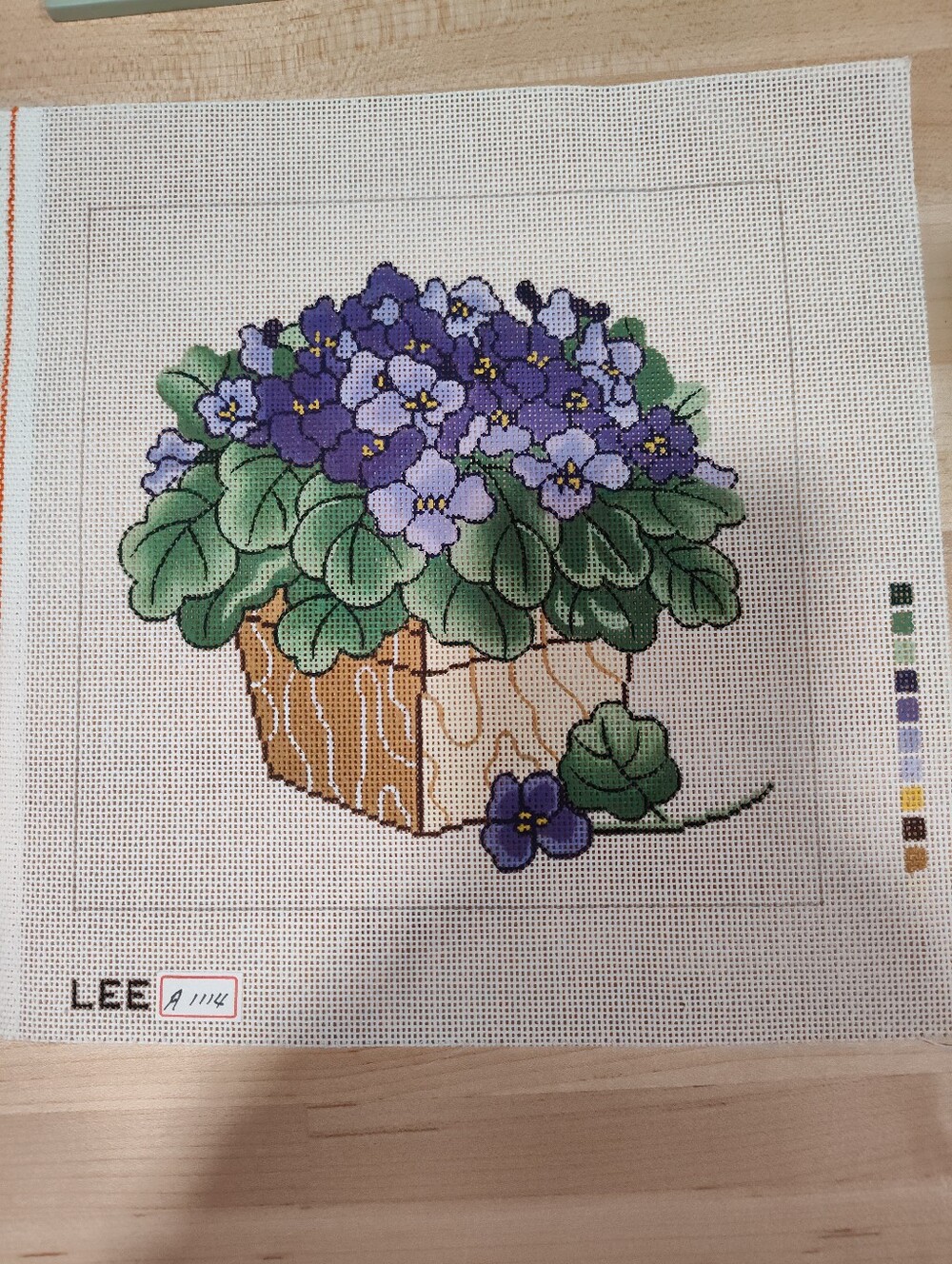 Colorful Purple/Lavender Floral Needlepoint Canvas
